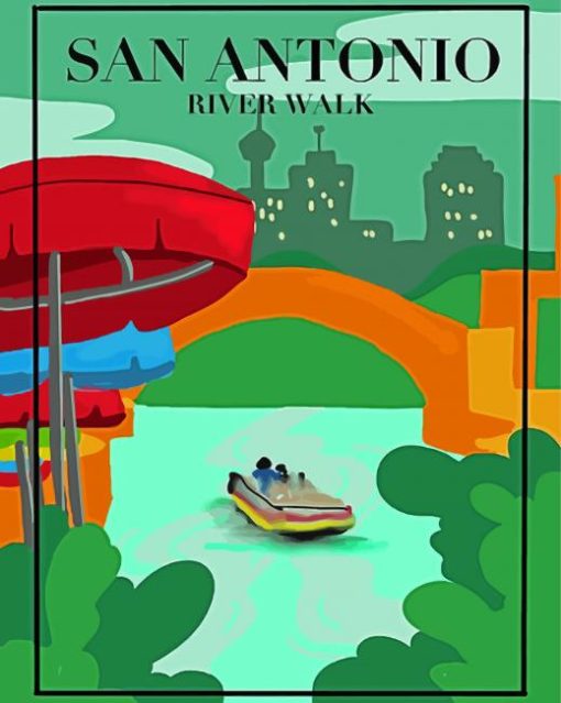 San Antonio River Walk Poster paint by number