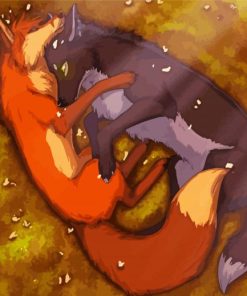 Sleeping Fox And Wolf paint by number