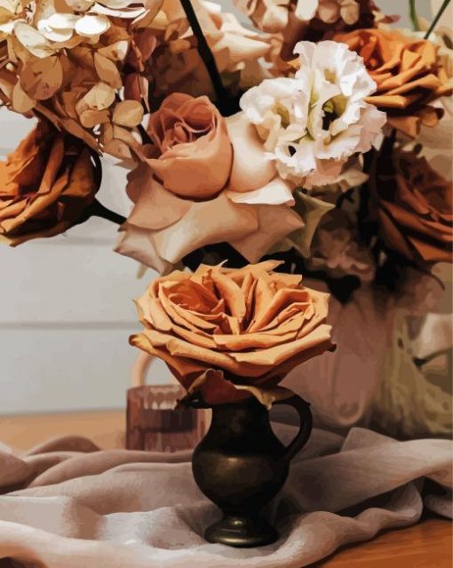 Vintage Brown Flower paint by number