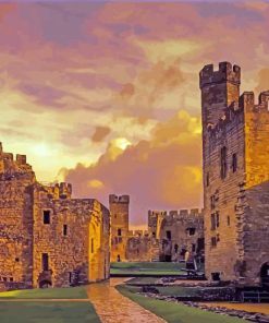 Vintage Caernarfon Castle paint by number