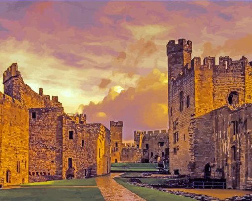 Vintage Caernarfon Castle paint by number