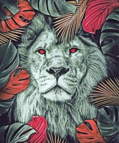 Vintage Lion In Leaves paint by number