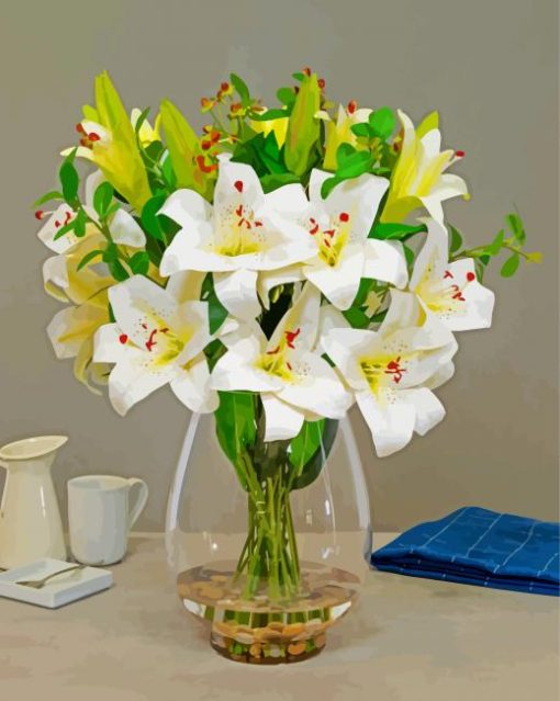 White Lilies In Jug paint by number