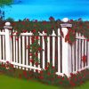 White Picket Fence With Roses Bushes Art paint by number