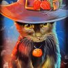 Witch Cat In Hat Art paint by number