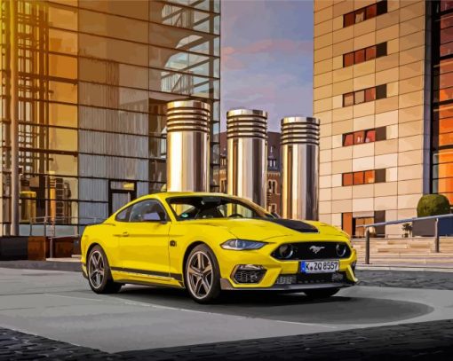 Yellow Mach 1 Mustang paint by number