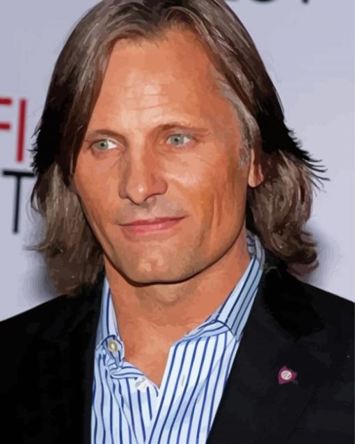 Actor Viggo Mortensen With Long Hair Paint by number