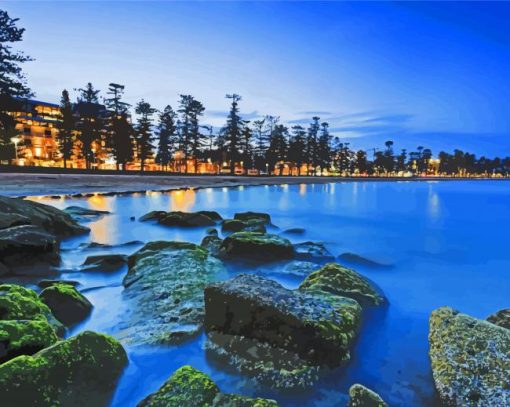 Australia Manly Beach At Night paint by number