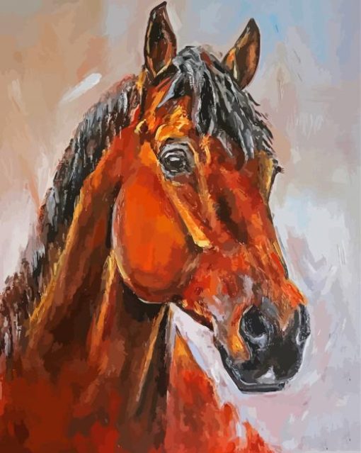 Bay Horse Head Art paint by number