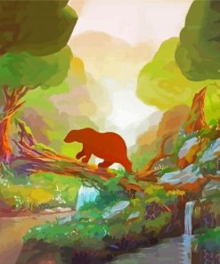 Bear Waterfall Art paint by number