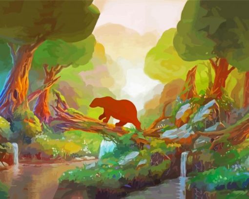 Bear Waterfall Art paint by number