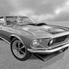 Black And White Old Mach 1 Mustang paint by number