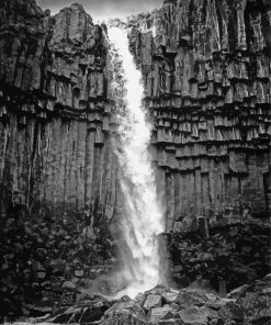 Black And White Landscape Waterfall paint by number