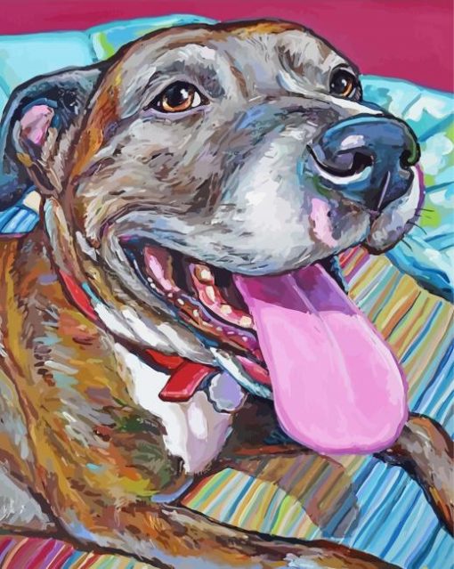 Brindle Pitbull Art paint by number