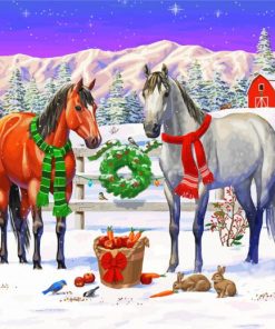 Christmas Horses Winter On The Ranch Paint by number