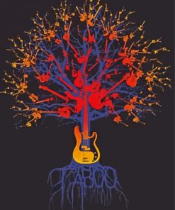 Colorful Guitar Tree paint by number