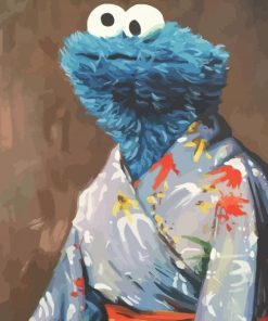 Cookie Monster Wearing Japanese Clothes paint by number