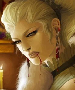 Female Vampire And Candles paint by number