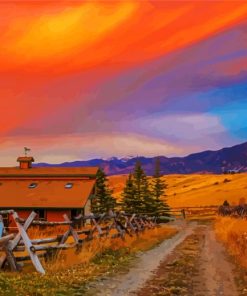 Gallatin Mountain Valley At Sunset paint by number