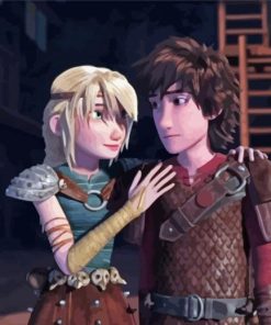 Hiccup And Astrid Animation Characters paint by numbers