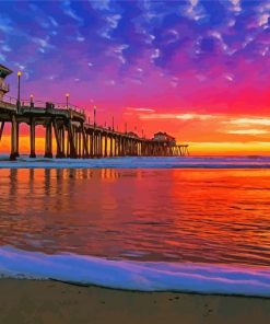 Huntington Beach Sunset paint by number