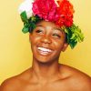 Laughing Woman With Flowering Head paint by number