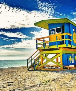 Lifeguard South Beach Florida paint by number