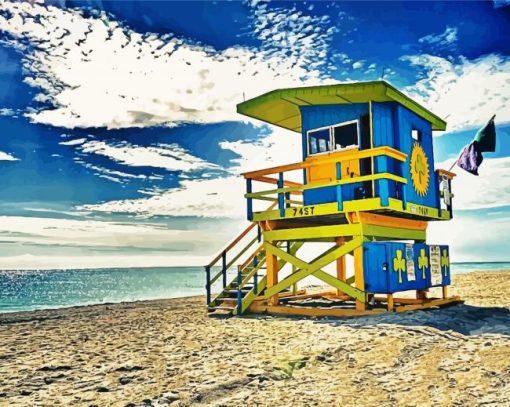 Lifeguard South Beach Florida paint by number