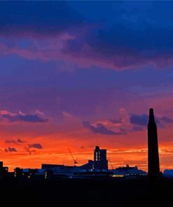 Manchester Skyline Silhouette paint by number