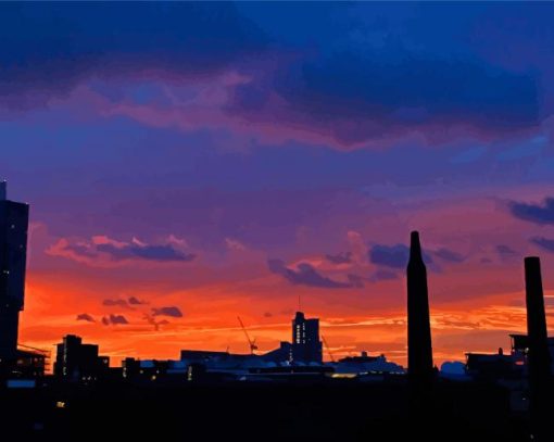 Manchester Skyline Silhouette paint by number