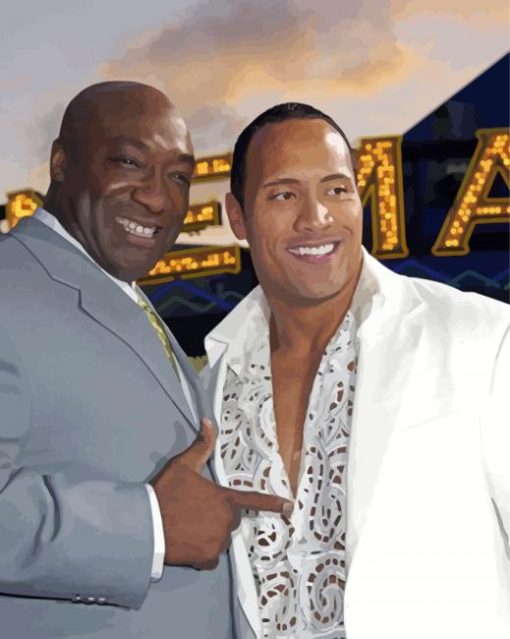 Michael Clarke Duncan And Dwayne Johnson paint by number