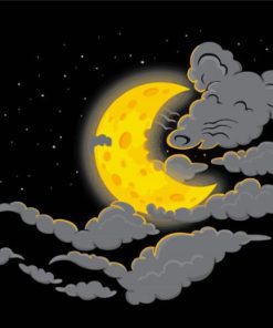 Mouse Clouds And Cheese Moon Paint by number