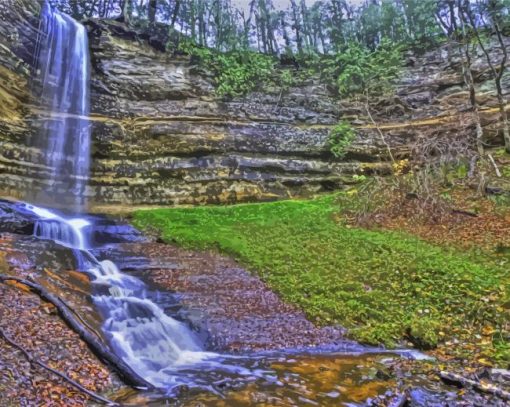 Munising Michigan Waterfall paint by number