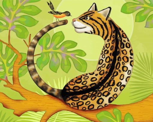 Ocelots Cat And Bird paint by number