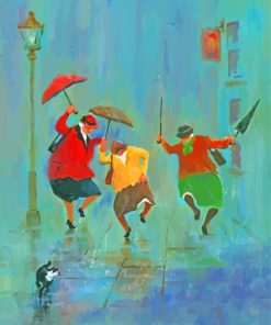 Old Ladies Dancing In The Rain paint by number