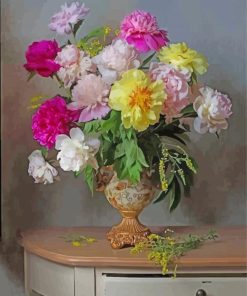 Pastel Flowers In Vase Still Life paint by number