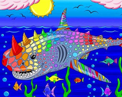 Rainbow Shark Art paint by number