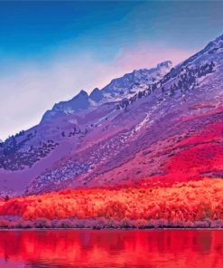 Red Pink Mountains paint by number