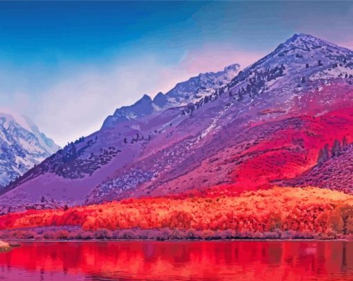 Red Pink Mountains paint by number