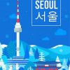 Seoul Korea Winter Poster paint by number