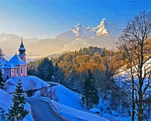 Snow Winter Bavaria paint by number