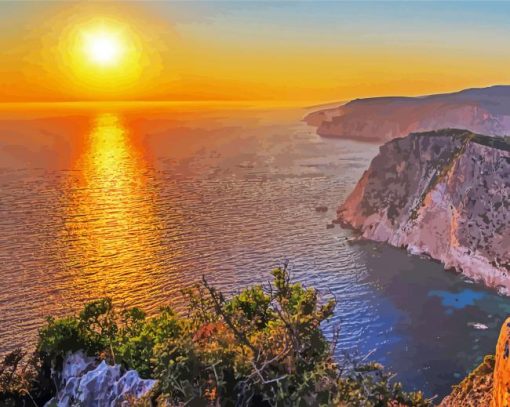 Sunset At Zante Greece paint by number