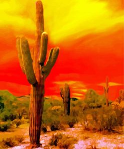 Sunset Saguaro National Park paint by number