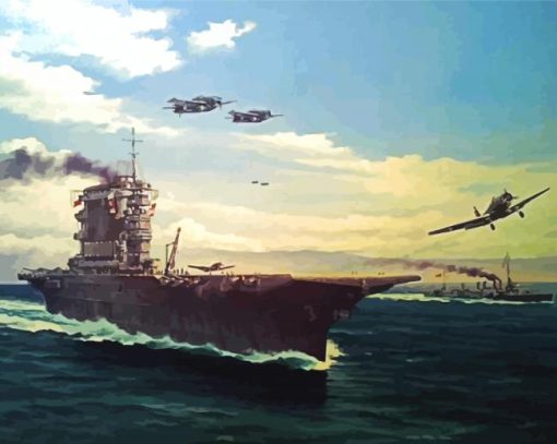 Uss Lexington Aircraft Carrier Art paint by number