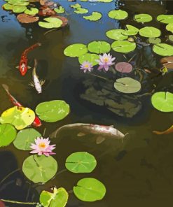 Water Lilies With koi paint by number