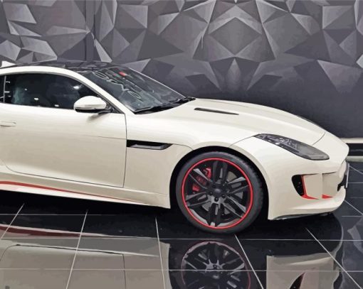 White Jaguar F Type Car paint by number