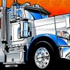 White Tow Truck Art paint by number