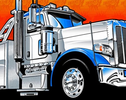 White Tow Truck Art paint by number