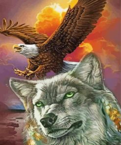 Wild Eagle And Wolf paint by number