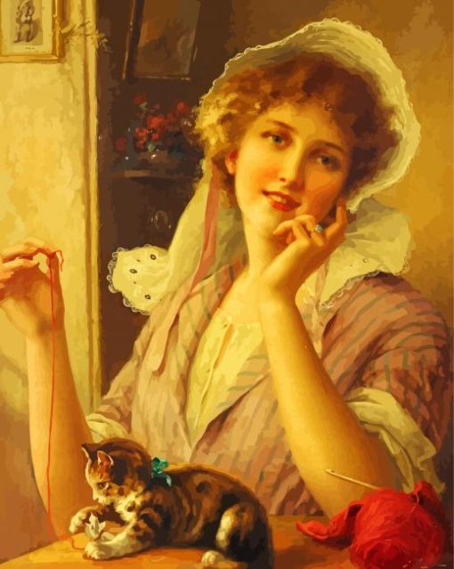 Woman And Cat Emile Vernon paint by number